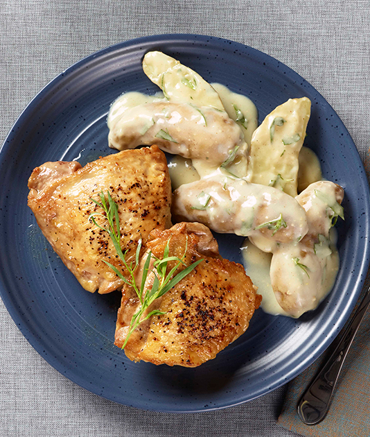 Oven Roasted Chicken Thighs with Fingerlings