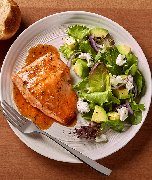 Seared Salmon with mixed greens